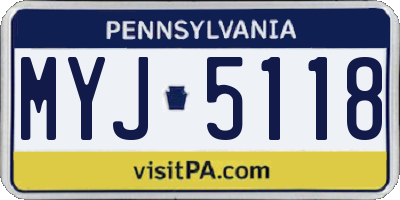 PA license plate MYJ5118