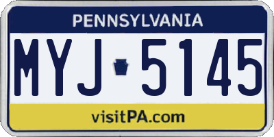 PA license plate MYJ5145