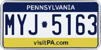PA license plate MYJ5163