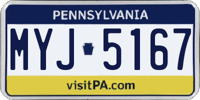 PA license plate MYJ5167
