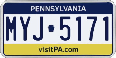PA license plate MYJ5171