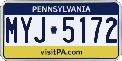 PA license plate MYJ5172