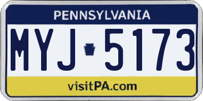 PA license plate MYJ5173