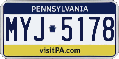 PA license plate MYJ5178