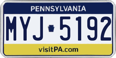 PA license plate MYJ5192