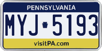 PA license plate MYJ5193