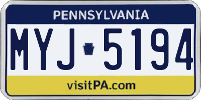 PA license plate MYJ5194