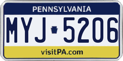 PA license plate MYJ5206