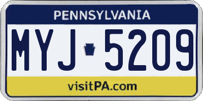 PA license plate MYJ5209
