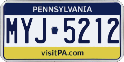 PA license plate MYJ5212