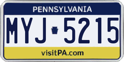 PA license plate MYJ5215
