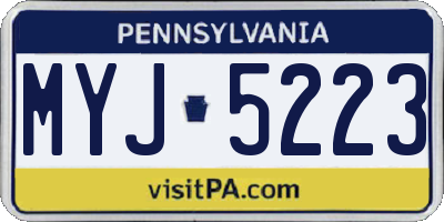 PA license plate MYJ5223