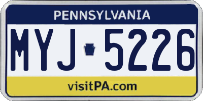 PA license plate MYJ5226