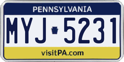 PA license plate MYJ5231
