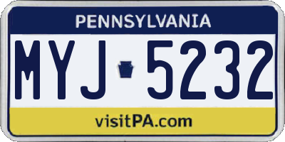 PA license plate MYJ5232