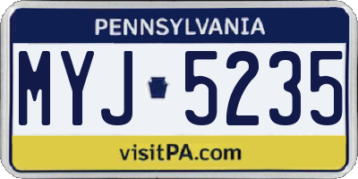 PA license plate MYJ5235
