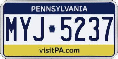 PA license plate MYJ5237