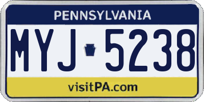 PA license plate MYJ5238