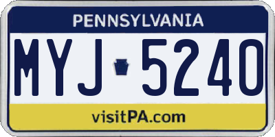 PA license plate MYJ5240