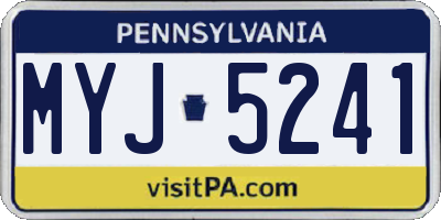 PA license plate MYJ5241