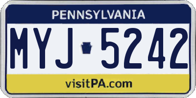 PA license plate MYJ5242