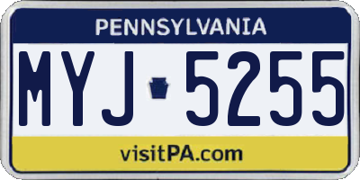 PA license plate MYJ5255