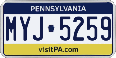 PA license plate MYJ5259