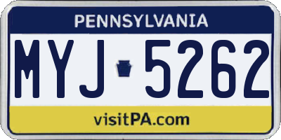 PA license plate MYJ5262