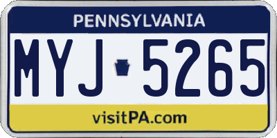 PA license plate MYJ5265