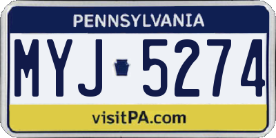 PA license plate MYJ5274