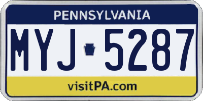 PA license plate MYJ5287