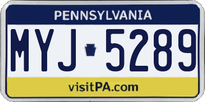 PA license plate MYJ5289