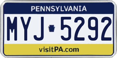PA license plate MYJ5292