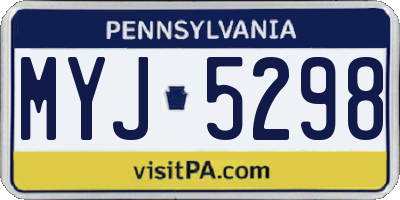 PA license plate MYJ5298