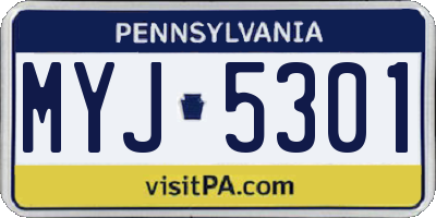 PA license plate MYJ5301