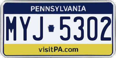 PA license plate MYJ5302