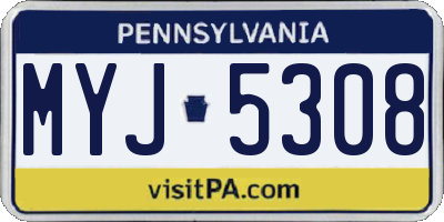 PA license plate MYJ5308