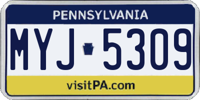 PA license plate MYJ5309