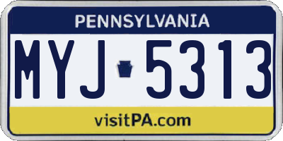PA license plate MYJ5313