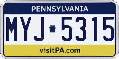PA license plate MYJ5315