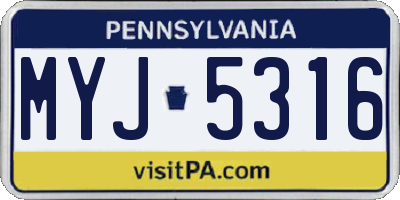 PA license plate MYJ5316