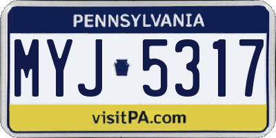PA license plate MYJ5317