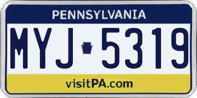 PA license plate MYJ5319