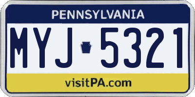 PA license plate MYJ5321