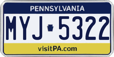 PA license plate MYJ5322
