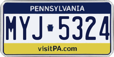 PA license plate MYJ5324