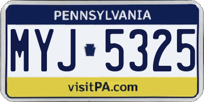 PA license plate MYJ5325