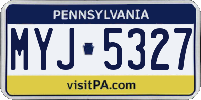 PA license plate MYJ5327