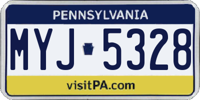 PA license plate MYJ5328