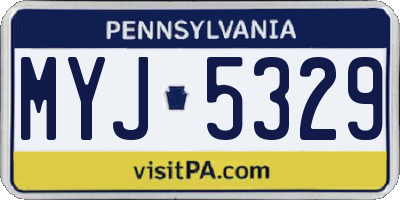 PA license plate MYJ5329